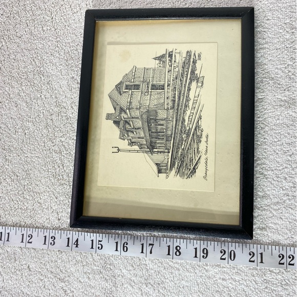 Vintage Orangedale Nova Scotia Framed Black and White Train Station Sketch - Picture 13 of 14
